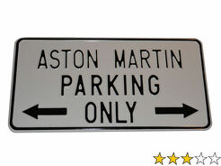 tablica ostrzegawcza biała 29x15cm ASTON MARTIN PARKING ONLY